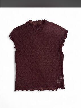 Old Navy Women's Lace Mock Neck Top - Wine